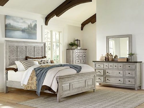 4-Piece Decorative King Panel Bedroom Group