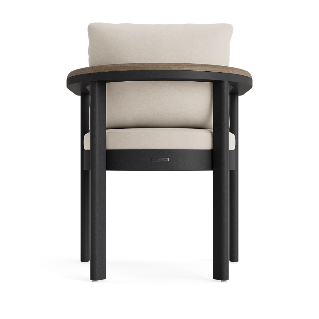 Barrel-Back Dining Chair w/Teak Panel Arms