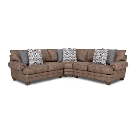 Transitional Sectional Sofa with Throw Pillows