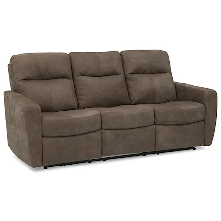 Contemporary Power Reclining Sofa with Power Headrest (In Fabric)