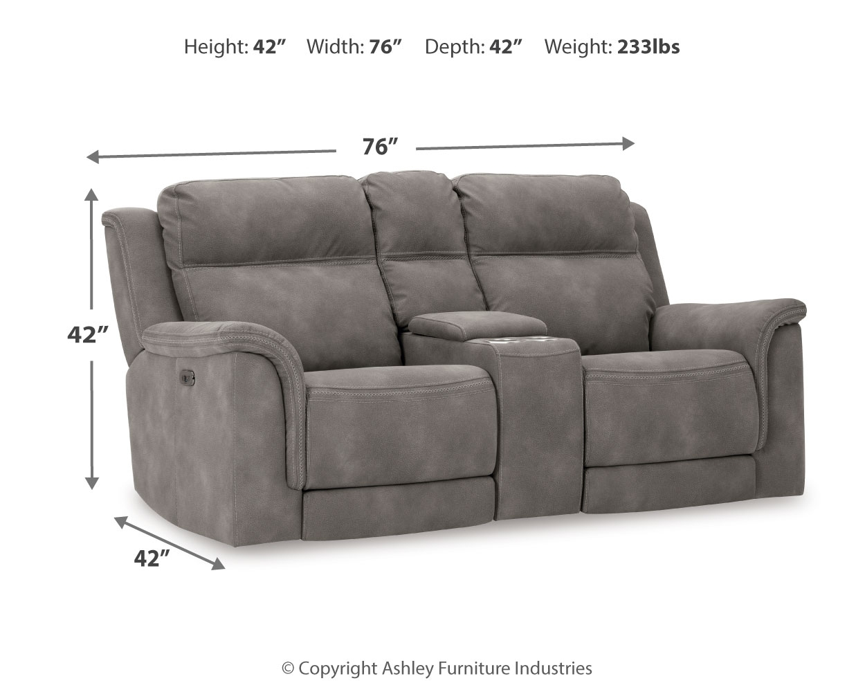 Pwr Rec Loveseat/Con/Adj Hdrst