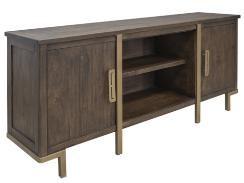 Mid-Century Modern 2-Door TV Stand with Open Shelving