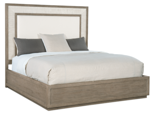 Casual California King Upholstered Panel Bed