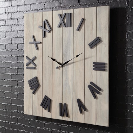 Bronson Whitewash/Black Wall Clock