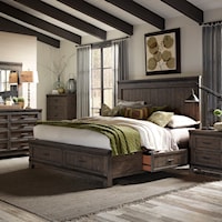 Transitional 5-Piece Two Sided Storage King Bed Set