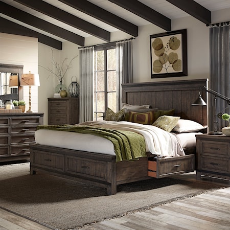 4-Piece Two Sided Storage Queen Bed Set