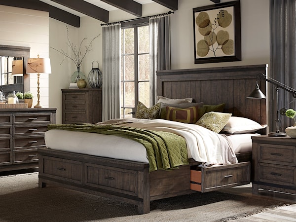 4-Piece Two Sided Storage Queen Bed Set