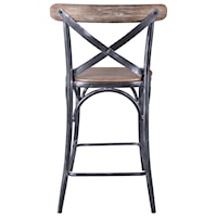 Industrial 26" Counter Height Barstool in Industrial Grey with Pine Wood