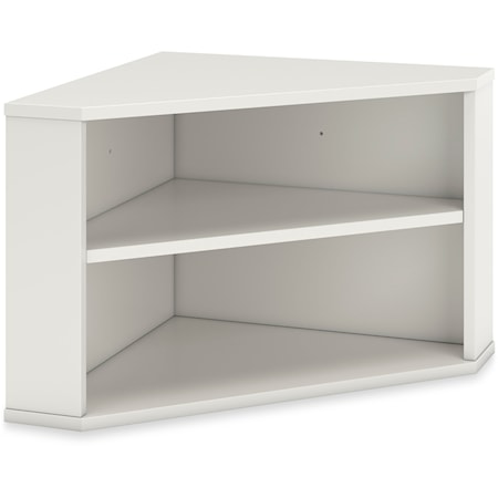 Contemporary Corner Bookcase with Two Open Shelves