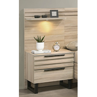 2-Drawer Nightstand with LED Bar