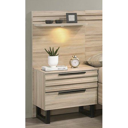 2-Drawer Nightstand with LED Bar