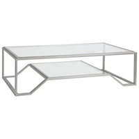 Byron Contemporary Rectangular Cocktail Table with Glass Top