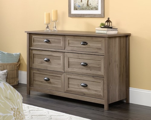 Farmhouse 6-Drawer Dresser with Easy-Glide Drawers