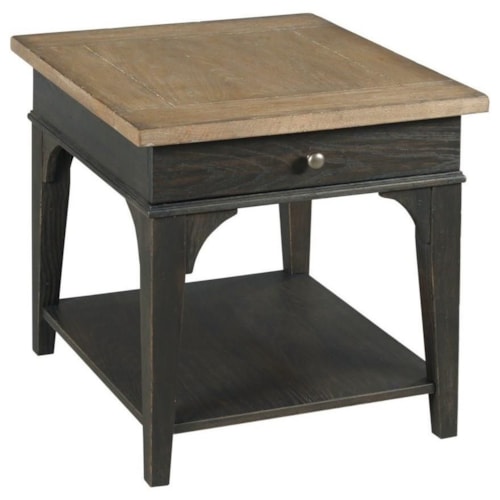 Transitional Rectangular Drawer End Table