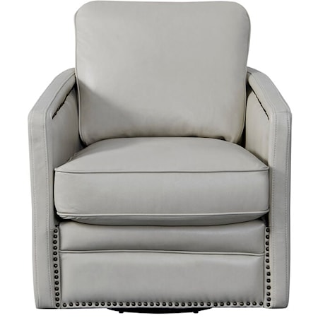 Transitional Swivel Chair with Nailheads