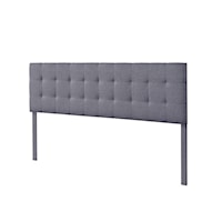 Transitional Vertically Channeled Upholstered King Platform Bed in Charcoal Grey