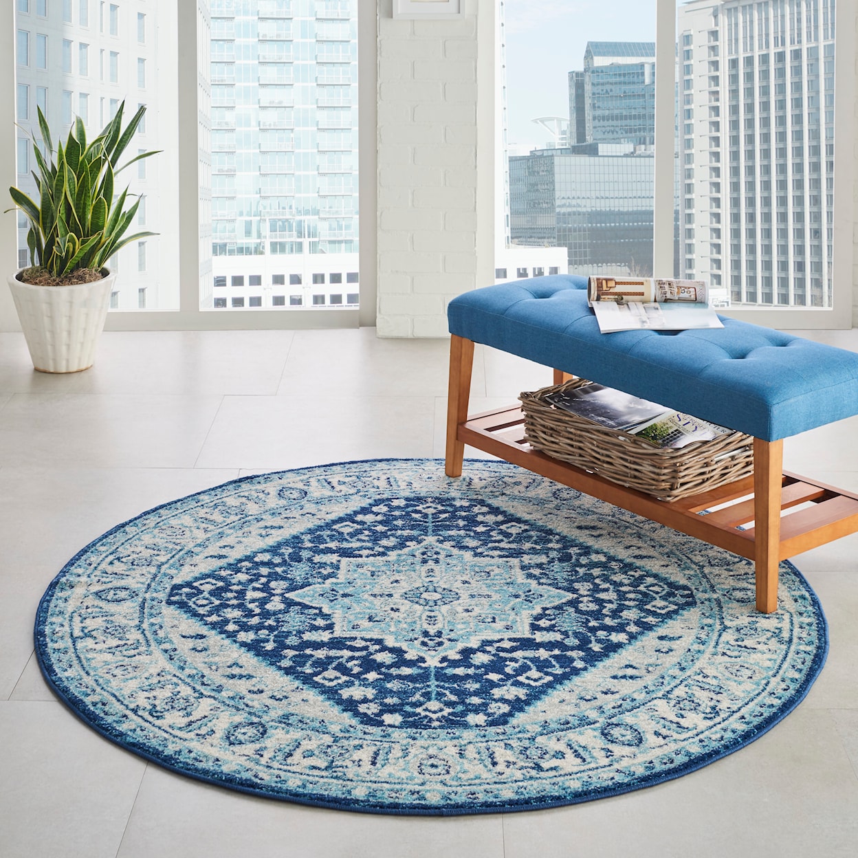 Nourison Tranquil 5'3" Round  Rug