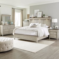Modern Farmhouse 5-Piece King Mantle Bedroom Set with LED Headboard