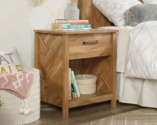 Farmhouse 1-Drawer Nightstand with Open Storage Shelf