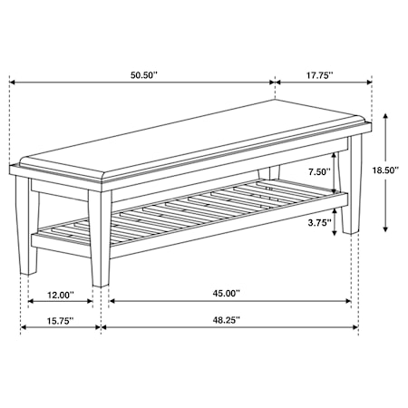 Fabric Bench w/ Shelf