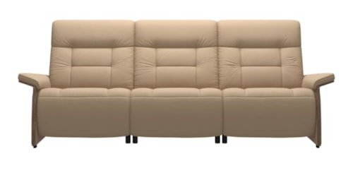 Contemporary Power Reclining Sofa with Power Headrests & Wood Arms