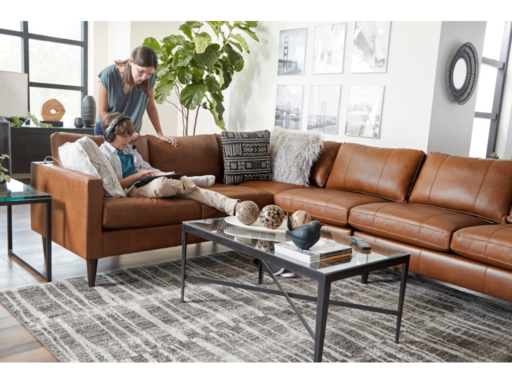 Best Home Furnishings Trafton Leather 6-Seat Sectional Sofa w/ Chaise