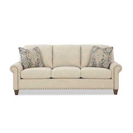 Transitional Sofa with Nailheads on Arm and Base