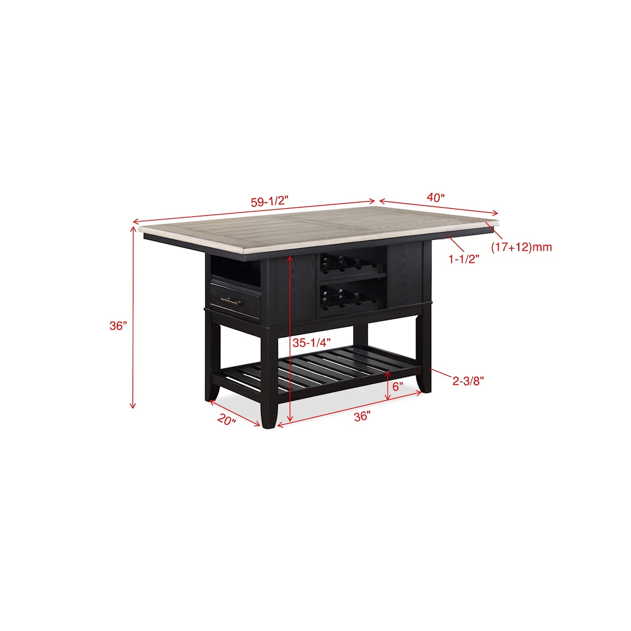 CM Wendy Counter-Height Dining Table with Storage