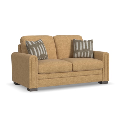 Transitional Fabric Loveseat with Reversible Seat Cushions