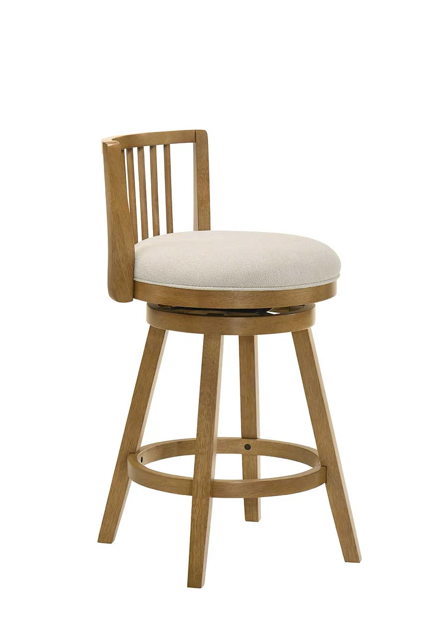 Uph. Spindle-Back Swivel Counter Stool