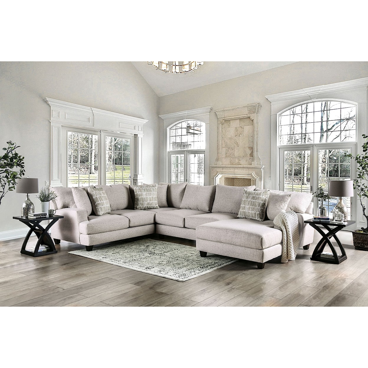 Furniture of America ALIDENE Sectional, Light Gray