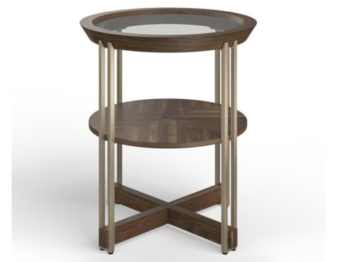 Contemporary Round End Table with Open Display Shelf