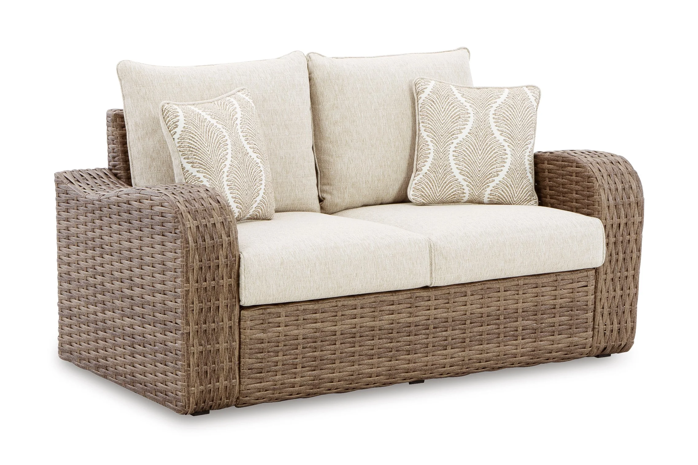 Sandy Bloom Outdoor Loveseat with Cushion Furniture and More Outdoor Loveseat
