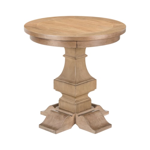 Traditional Round End Table with Pedestal Base