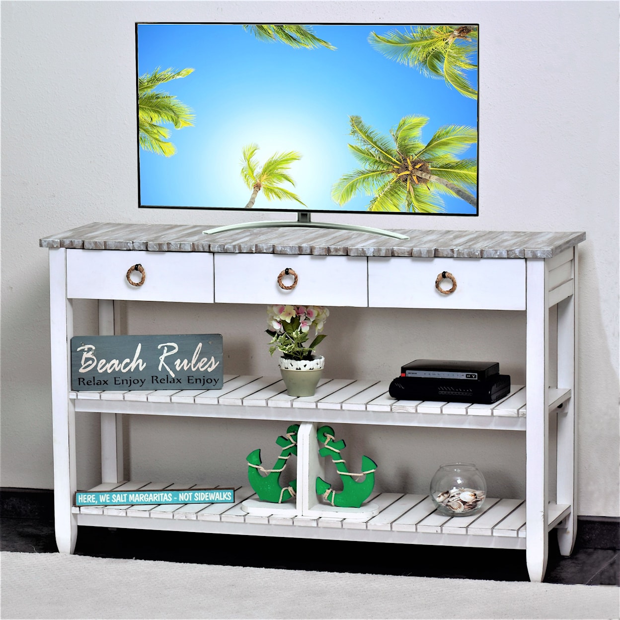 Sea Winds Trading Company Picket Fence Occasional Entertainment Center