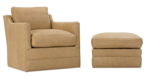 Casual Leather Ottoman with Cloud Cushion