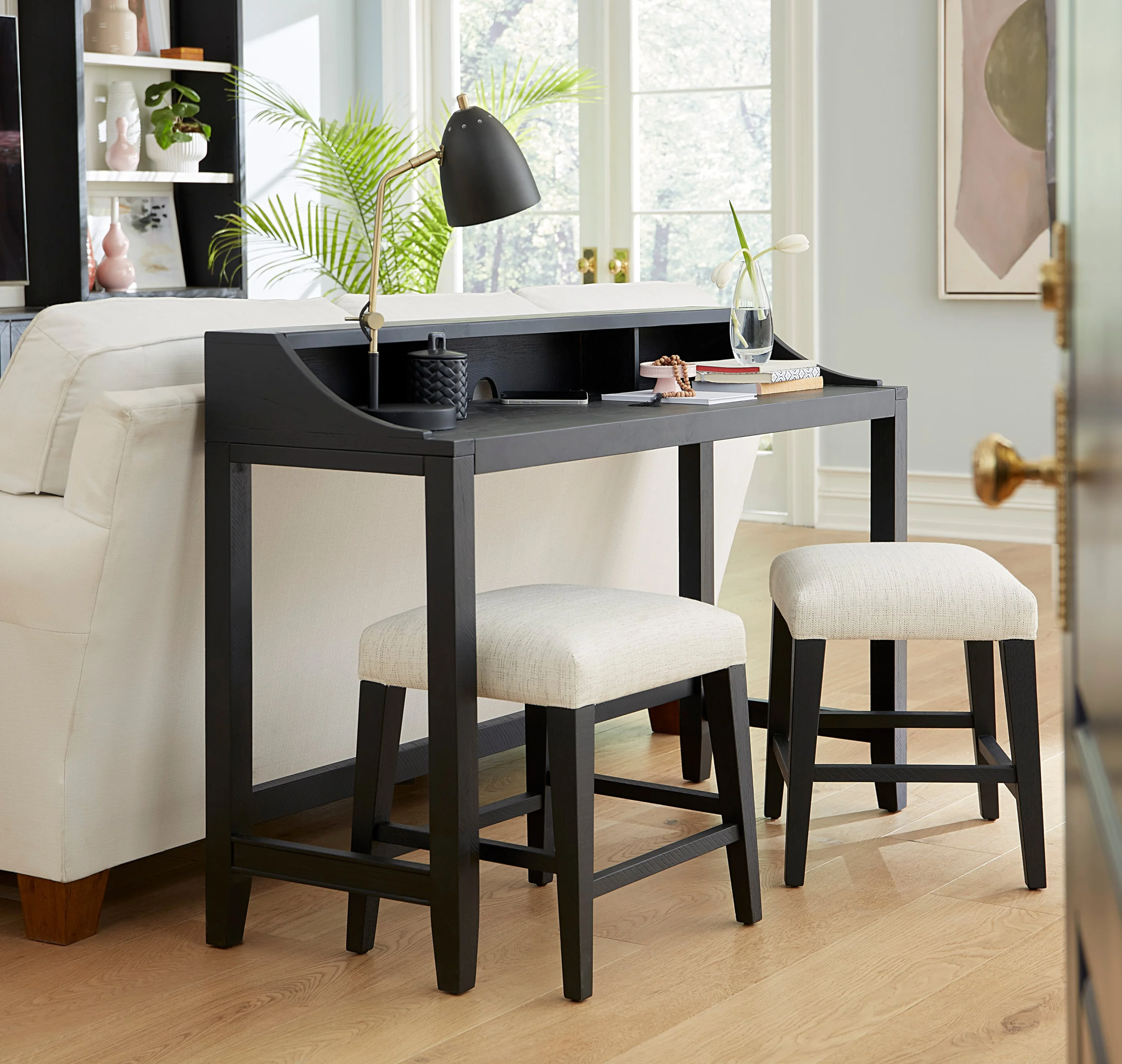 Aspenhome Camden Transitional Sofa Table and Stools Set | Walker's ...