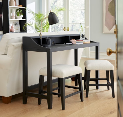 Transitional Sofa Table and Stools Set