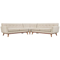 L-Shaped Upholstered Fabric Sectional Sofa