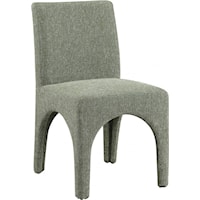 Contemporary Linen Textured Fabric Upholstered Dining Chair - Green