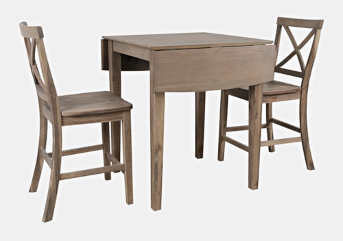 Coastal 3-Piece Counter Dining Set with Drop Leaves