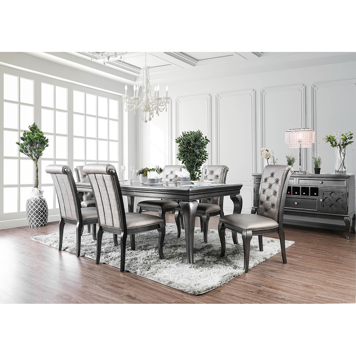 Furniture of America Amina 7-Piece Dining Table Set