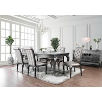 Transitional 7-Piece Dining Table Set with Leaf