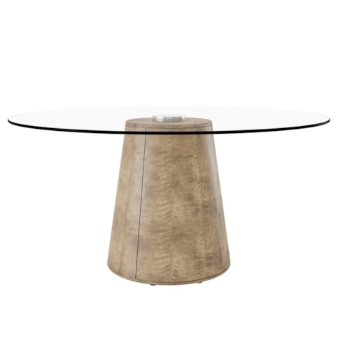 Contemporary 60" Round Glass-Top Pedestal Dining Table