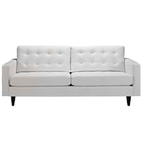 Empress Contemporary Bonded Leather Sofa - White