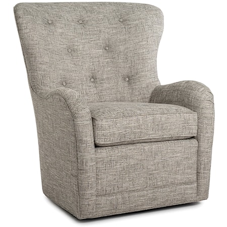 Transitional Swivel Accent Chair with Button Tufting