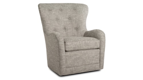 Transitional Swivel Accent Chair with Button Tufting
