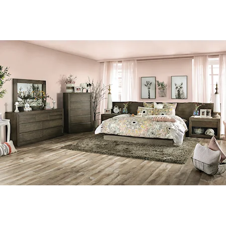 Transitional 5-Piece Queen Bedroom Set with Two Nightstands and Panels