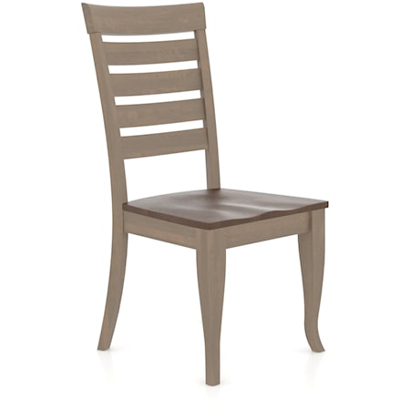 Contemporary Customizable Slat-Back Dining Chair with Wooden Seat