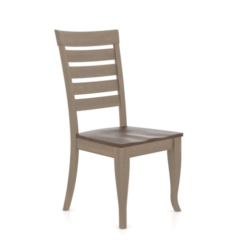 Contemporary Customizable Slat-Back Dining Chair with Wooden Seat